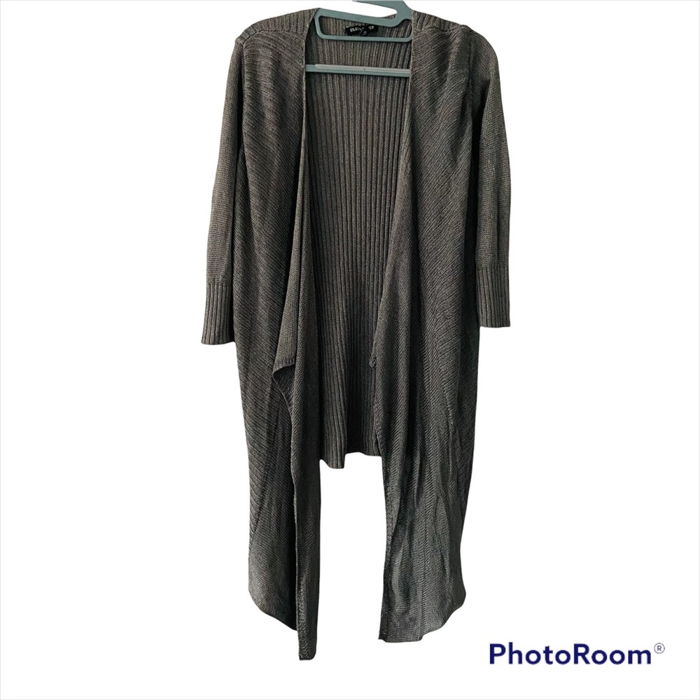 Eileen Fisher  Open Front Silk Linen Blend Long Cardigan Size Medium
